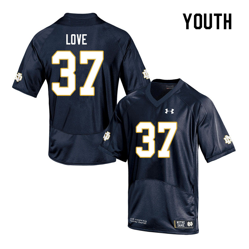 Youth #37 Chase Love Notre Dame Fighting Irish College Football Jerseys Sale-Navy